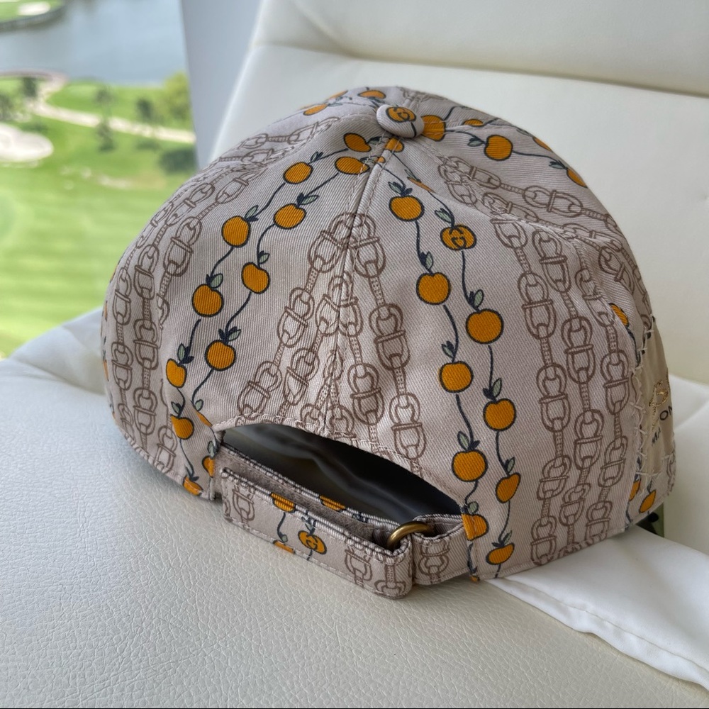 NWT Gucci Eschatology Apple-print Canvas Baseball Cap Mens Beige SZ M Multi - Picture 8 of 9